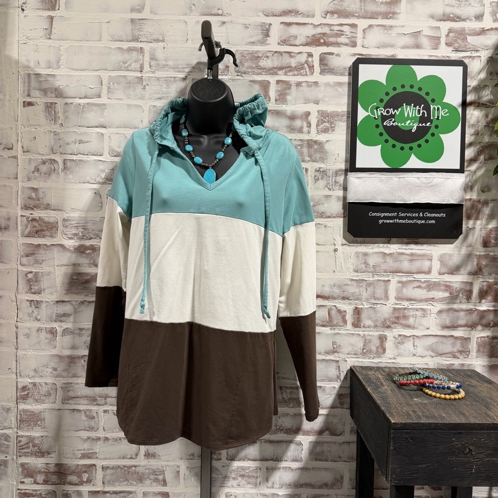 Colorblock Hoodie with Drawstring women’s small